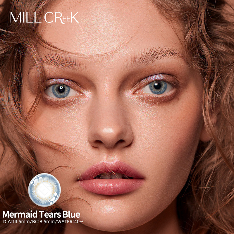 Цветные синие контактные линзы Mermaid Tears с питанием 0,08 мм